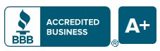 A blue banner that says accredited business.
