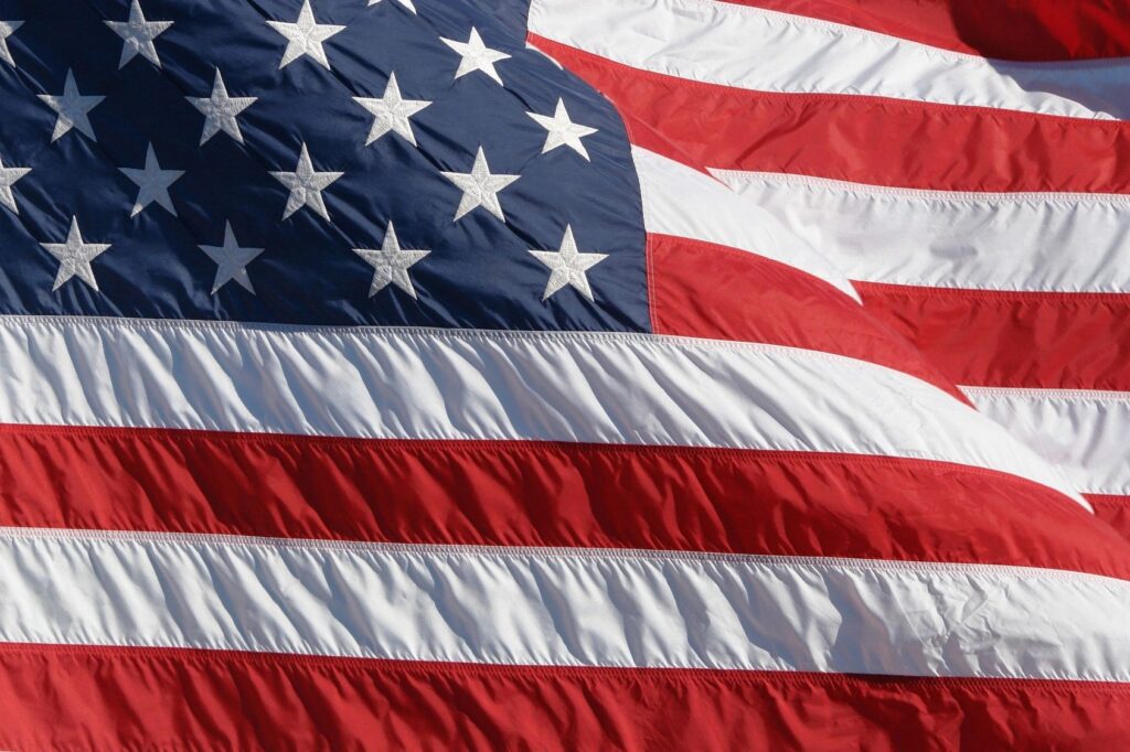 A close up of the american flag