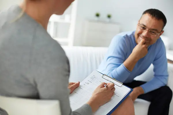 Man discussing a loan application